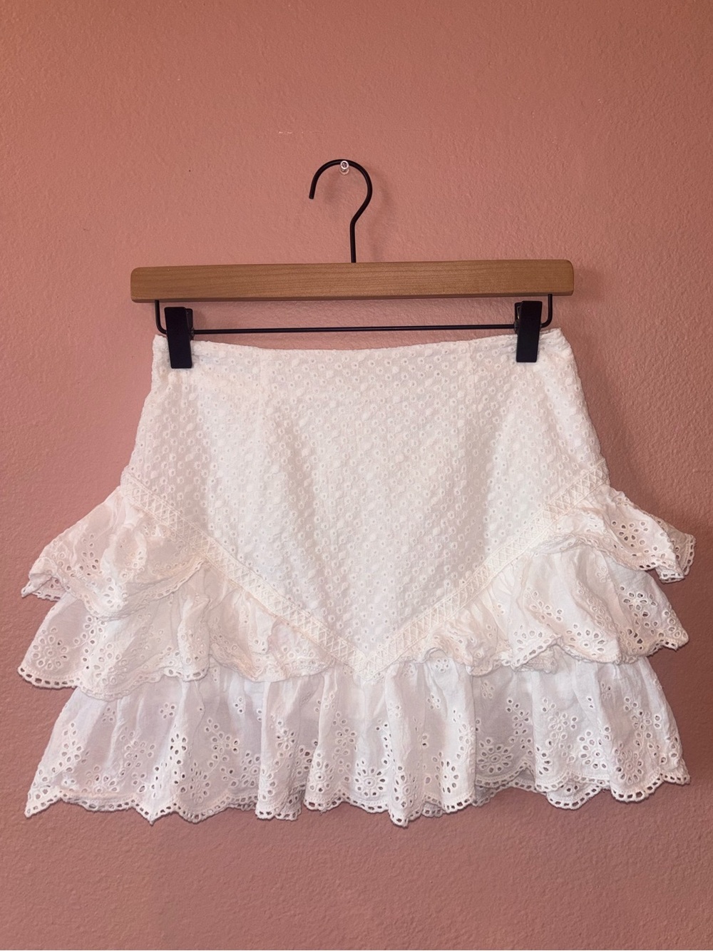 Fashion Nova 100% Cotton Ruffle Eyelet Skirt Size Small